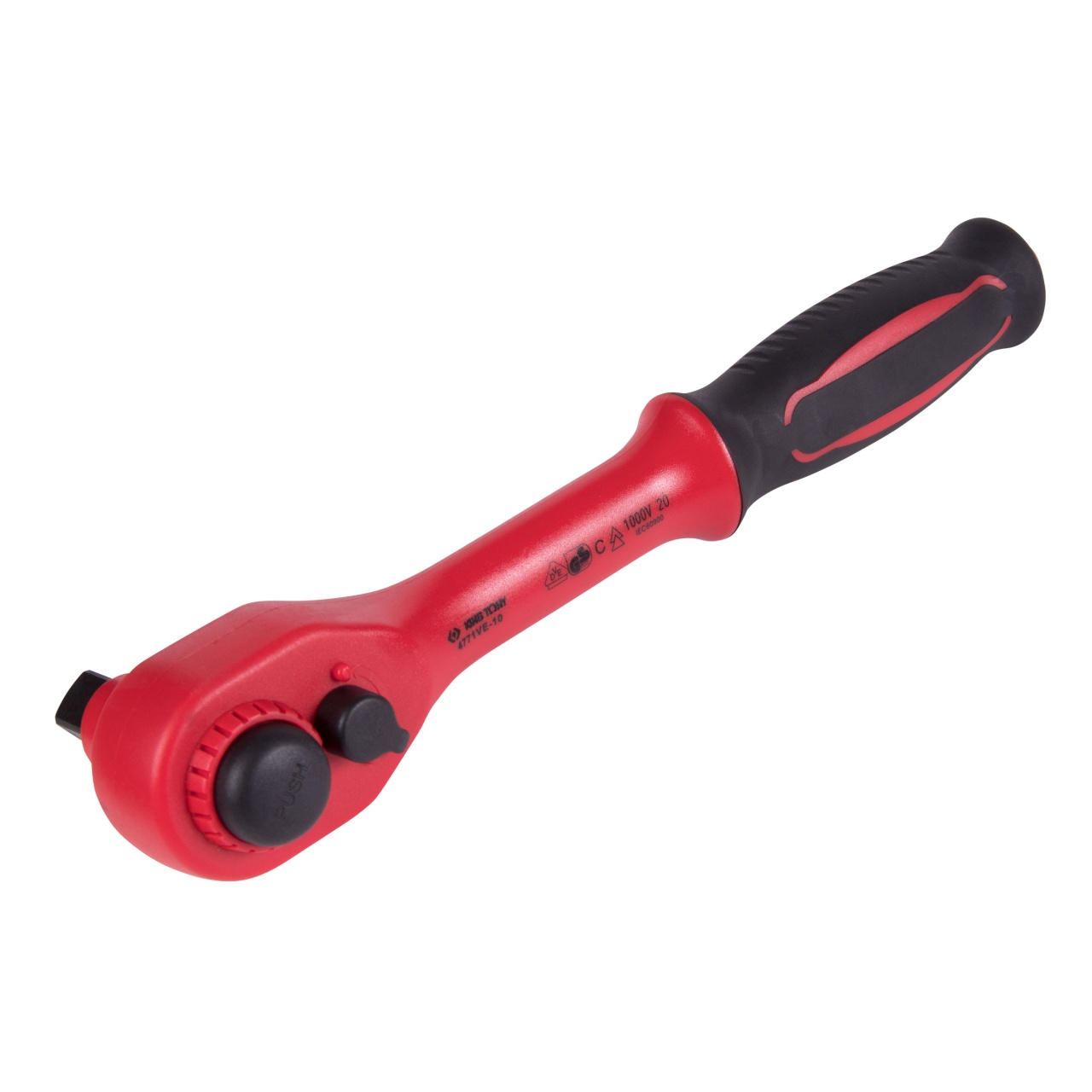 Трещотка диэлектрическая 1/2'', 250 мм, 24 зубца, флажковая с кнопкой, фиксатор KING TONY 4771VE-10 купить по цене 6&nbsp;850 ₽ в интернет магазине ТЕХСАД