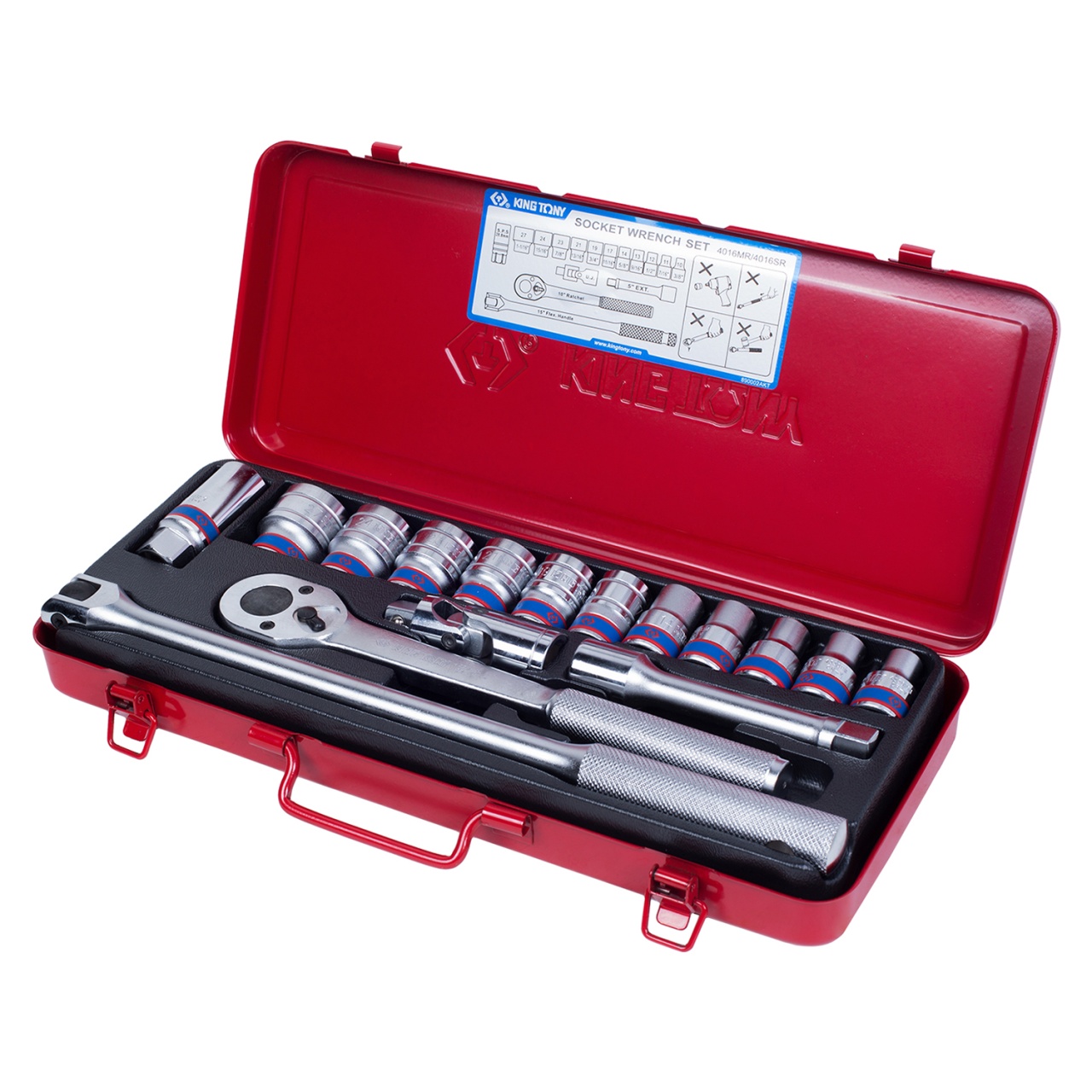 Набор торцевых головок с принадлежностями 1/2'', двенадцатигранные, 10-27 мм, 16 предметов KING TONY 4016MR купить по цене 8&nbsp;480 ₽ в интернет магазине ТЕХСАД
