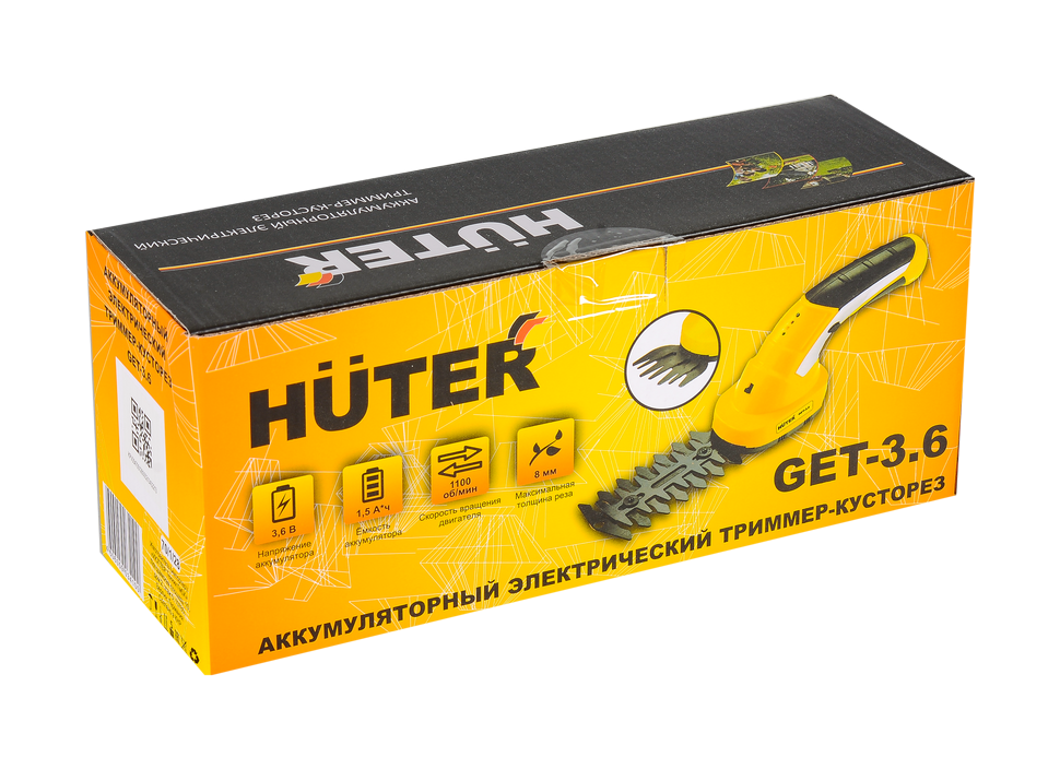 Аккумуляторный электрический триммер-кусторез Huter GET-3,6 купить по цене 2&nbsp;690 ₽ в интернет магазине ТЕХСАД