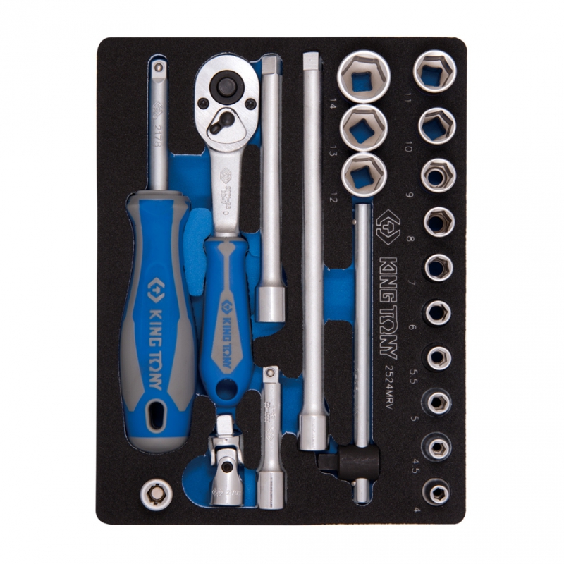 Набор торцевых головок с принадлежностями 1/4'', шестигранные, 4-14 мм, 21 предмет KING TONY 2524MRV купить по цене 5&nbsp;850 ₽ в интернет магазине ТЕХСАД