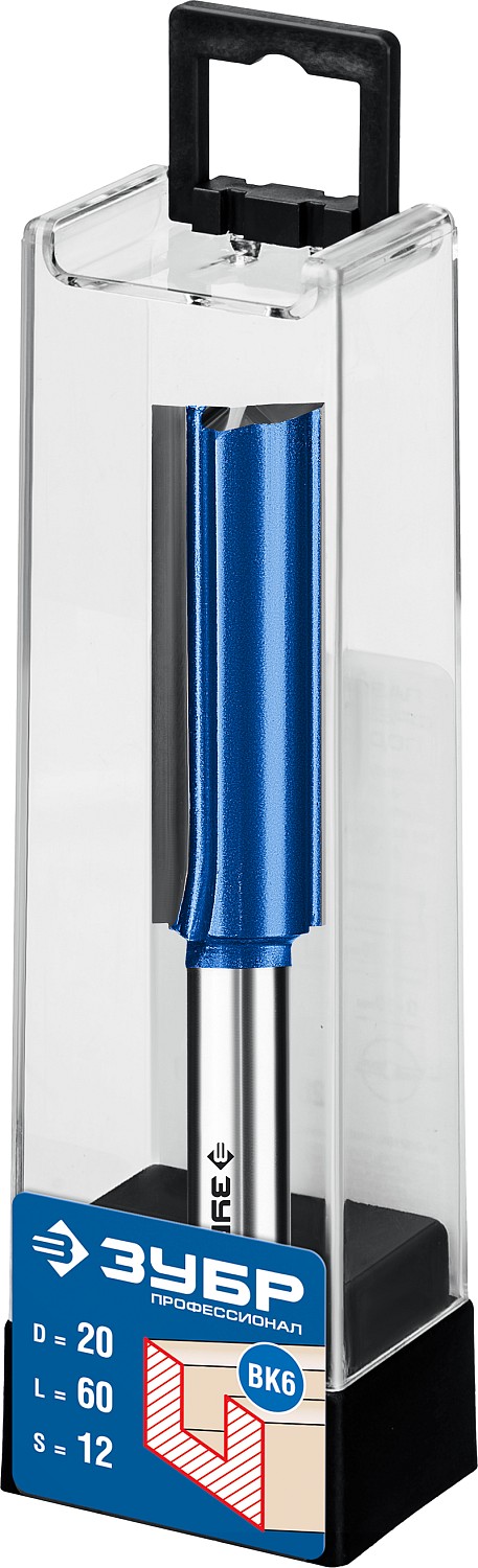 ЗУБР 20 x 60 мм, хвостовик 12 мм, фреза пазовая прямая с нижними подрезателями 28755-20-60 Профессионал купить по цене 1&nbsp;540 ₽ в интернет магазине ТЕХСАД