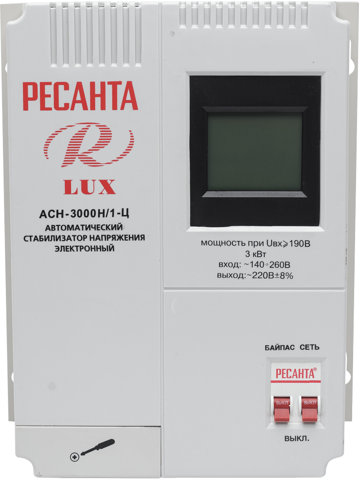 Стабилизатор напряжения серии LUX РЕСАНТА АСН-3000Н/1-Ц купить по цене 9&nbsp;490 ₽ в интернет магазине ТЕХСАД