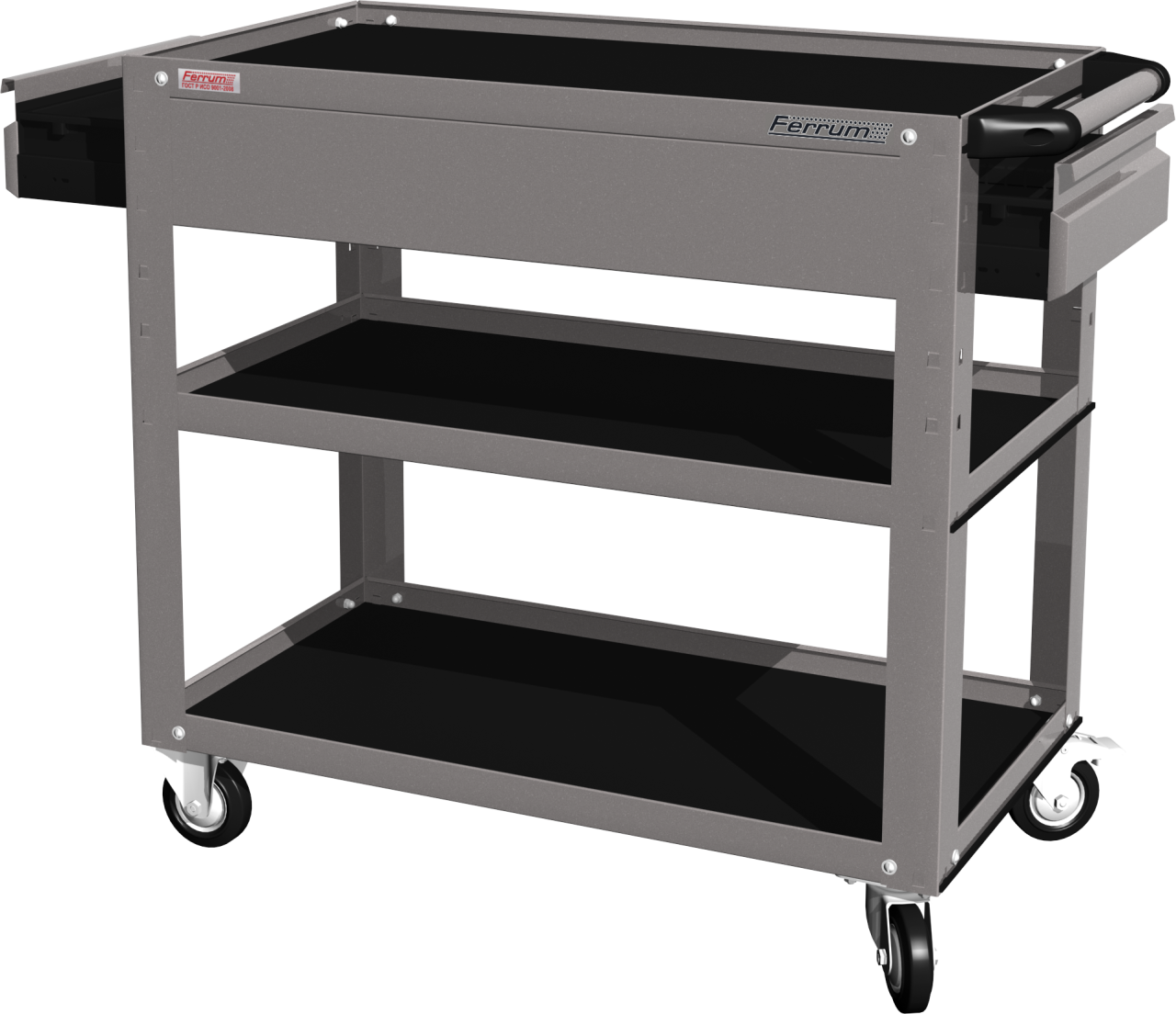 Тележка открытая, 3 полки и 2 ящика, серая FERRUM 02.232-9007 купить по цене 13&nbsp;751 ₽ в интернет магазине ТЕХСАД