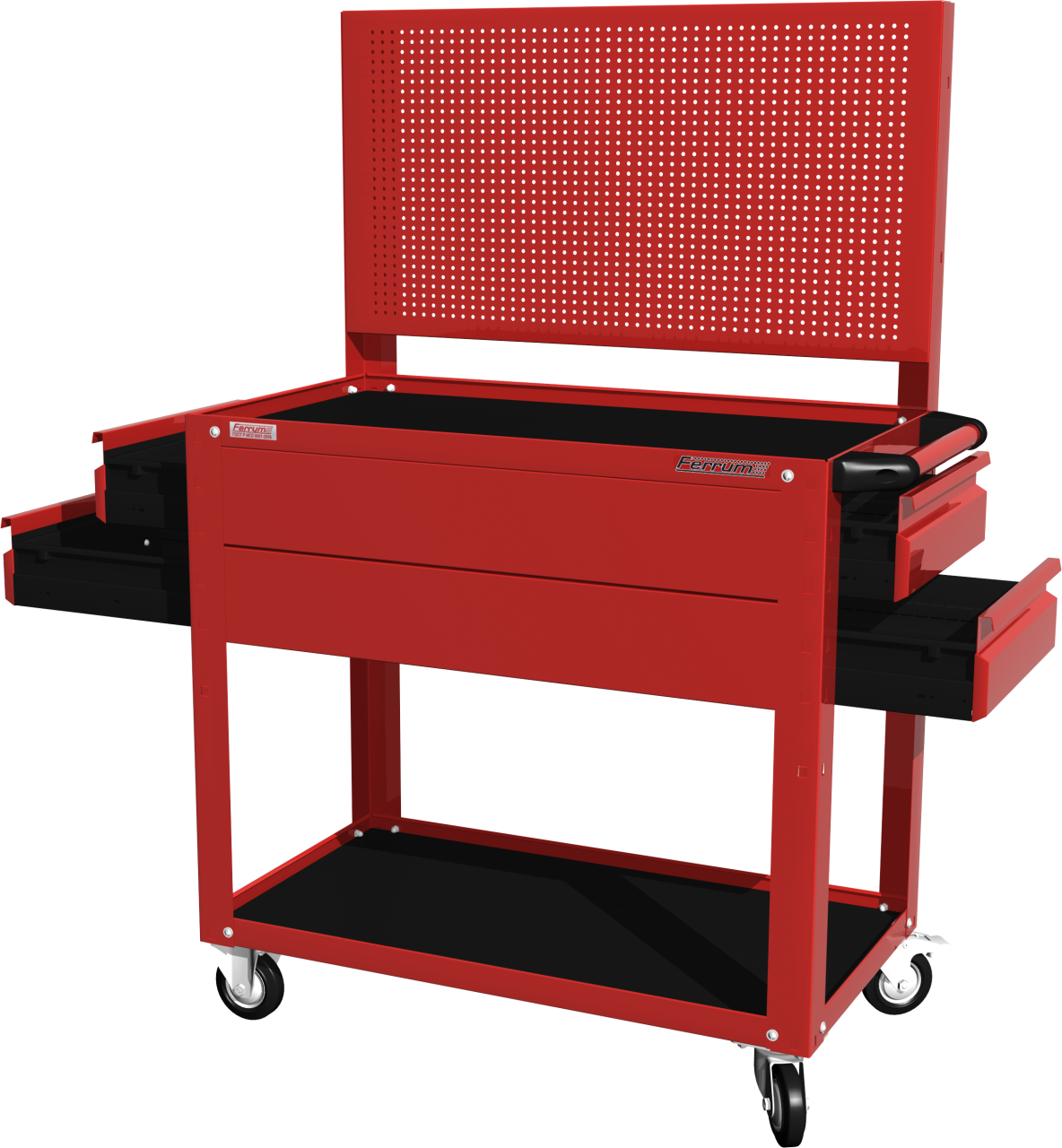 Тележка открытая, 2 полки и 4 ящика, красная FERRUM 02.224P-3000 купить по цене 20&nbsp;520 ₽ в интернет магазине ТЕХСАД