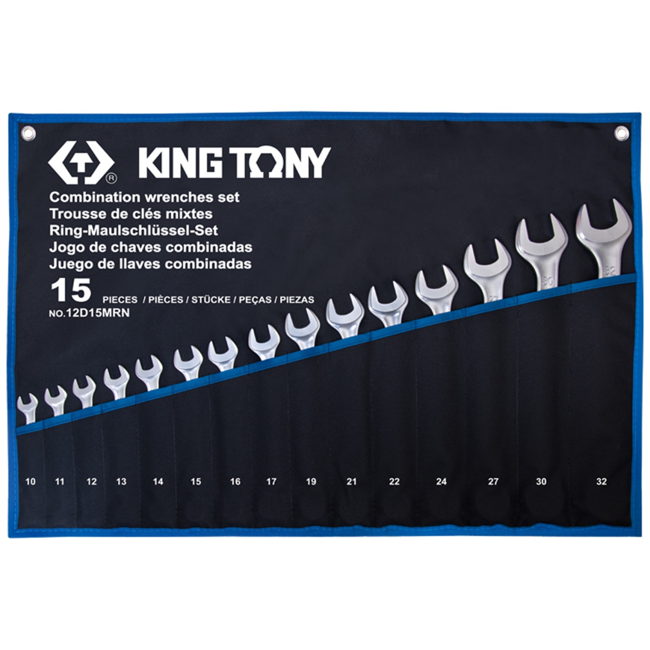 Набор комбинированных ключей, 10-32 мм, чехол из теторона, 15 предметов KING TONY 12D15MRN купить по цене 12&nbsp;750 ₽ в интернет магазине ТЕХСАД