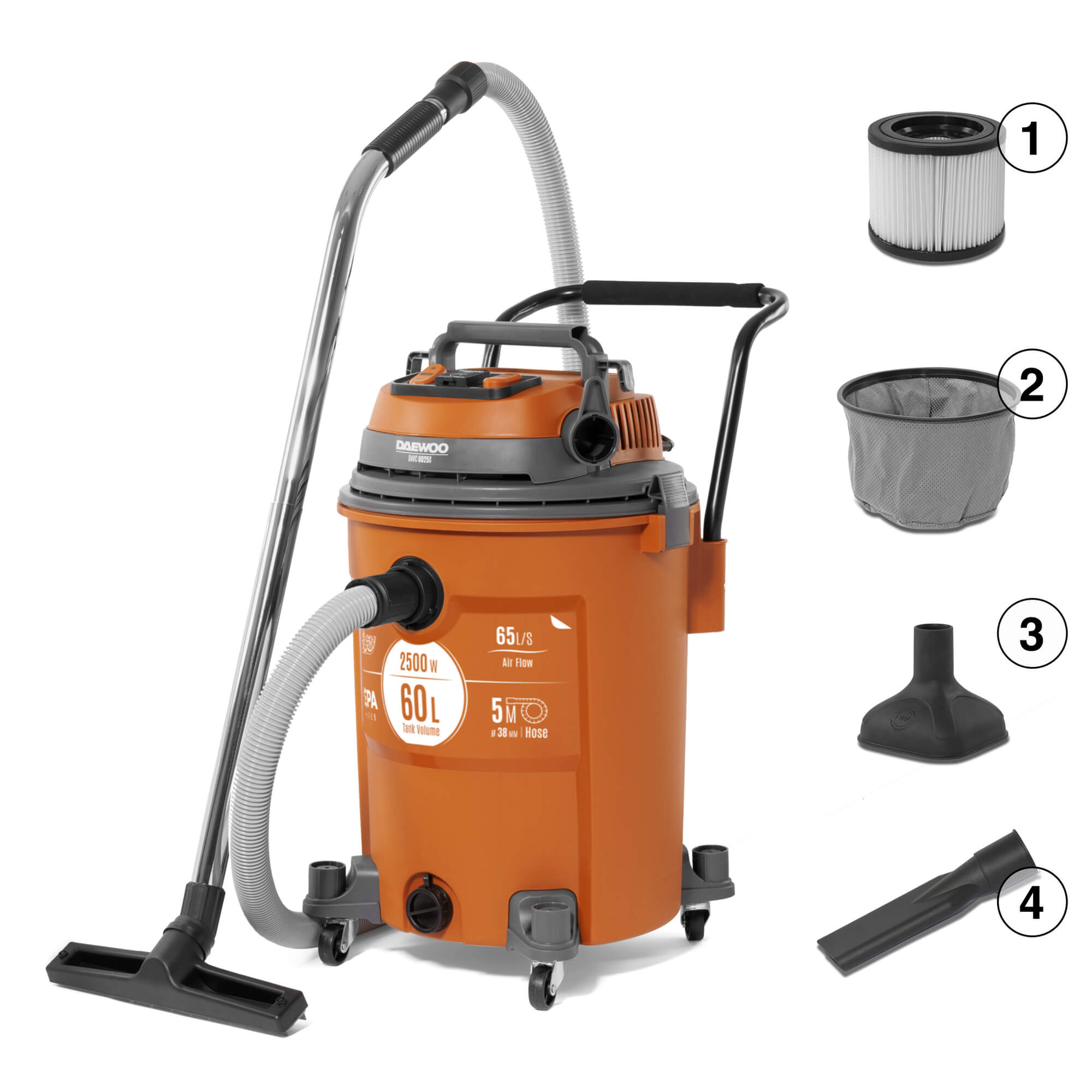 Пылесос промышленный DAEWOO DAVC 6025S купить по цене 26&nbsp;990 ₽ в интернет магазине ТЕХСАД