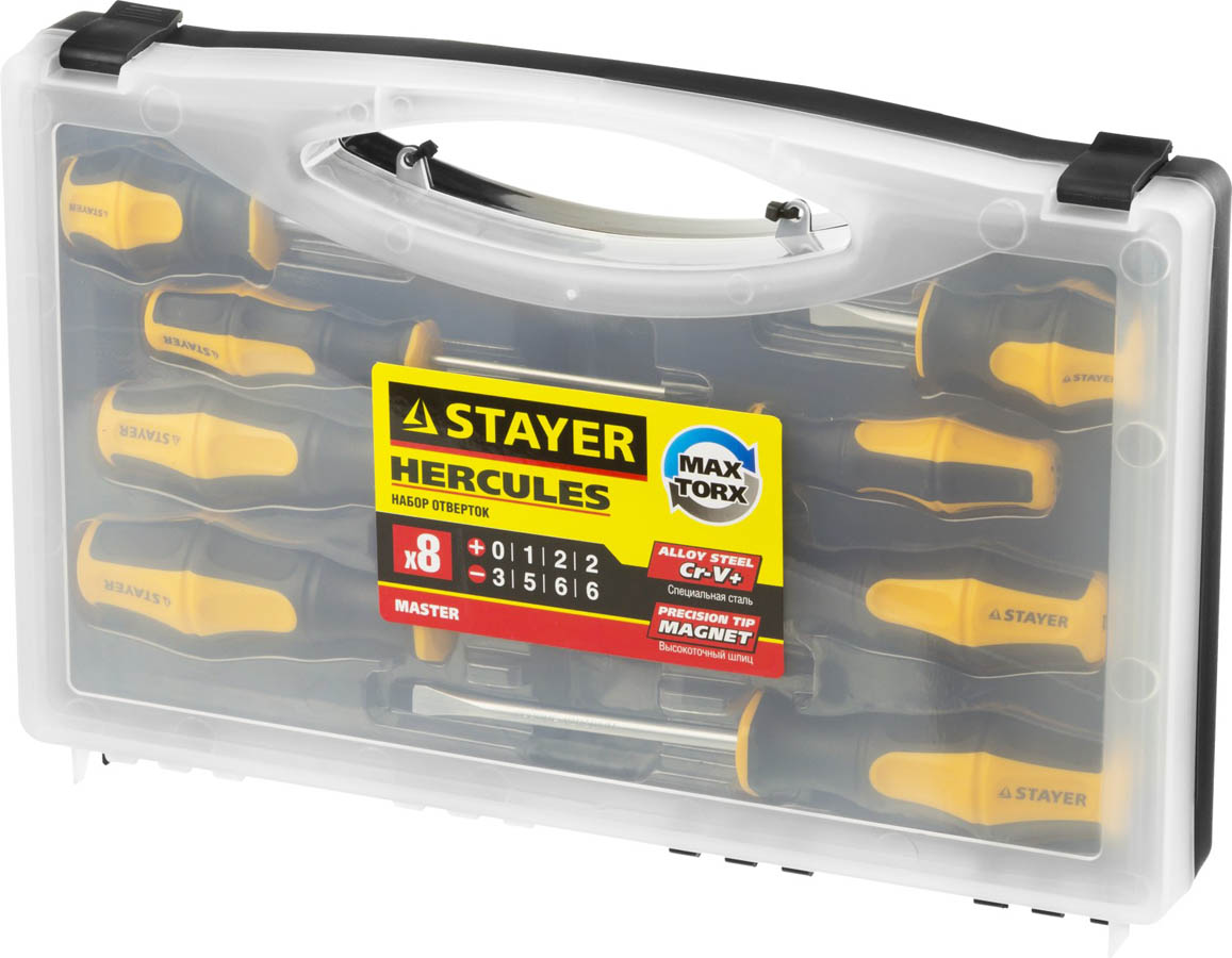 STAYER 8 шт., набор отверток 25055-H8_z02 купить по цене 1&nbsp;570 ₽ в интернет магазине ТЕХСАД