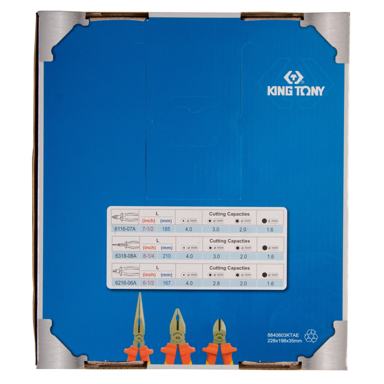 Набор пассатижей и бокорезов, диэлектрических, 3 предмета KING TONY 40603GP купить по цене 7&nbsp;060 ₽ в интернет магазине ТЕХСАД
