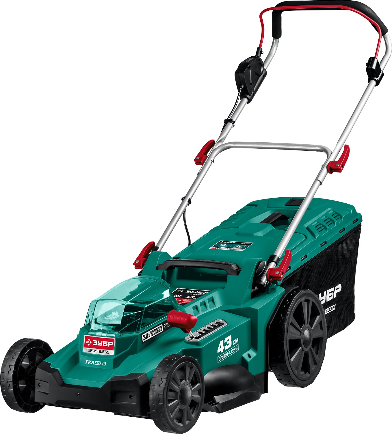 ЗУБР 36В, бесщеточная, без АКБ, газонокосилка ГКЛ-4336 Мастер купить по цене 21&nbsp;010 ₽ в интернет магазине ТЕХСАД