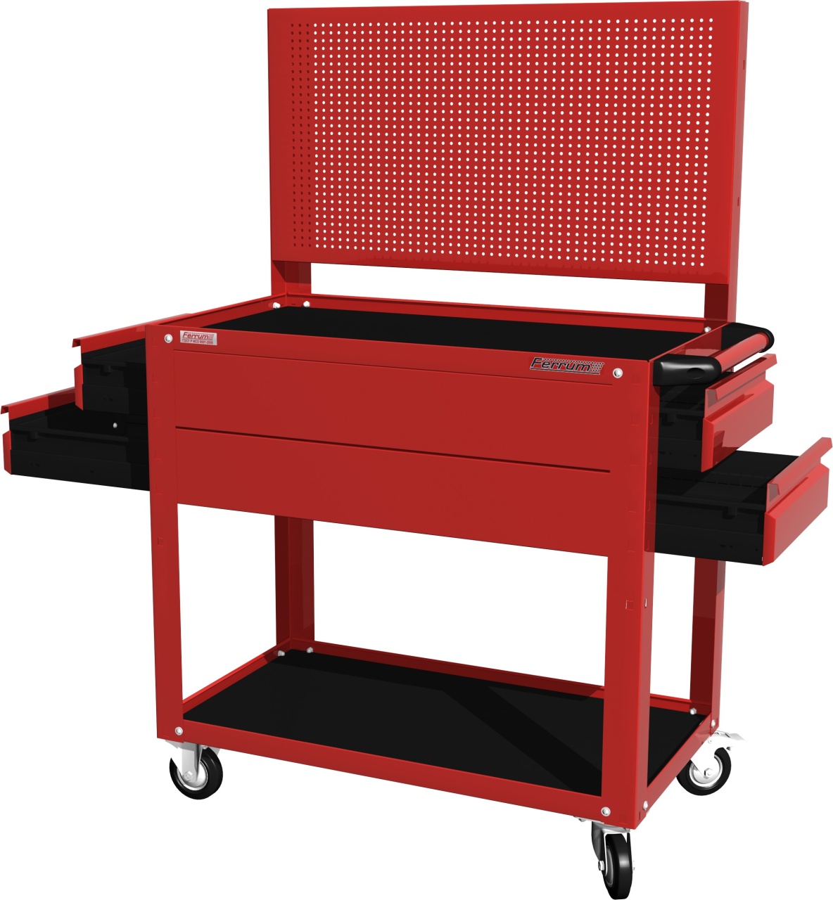Тележка открытая, 2 полки и 4 ящика, красная FERRUM 02.224P-3000 купить по цене 20&nbsp;520 ₽ в интернет магазине ТЕХСАД