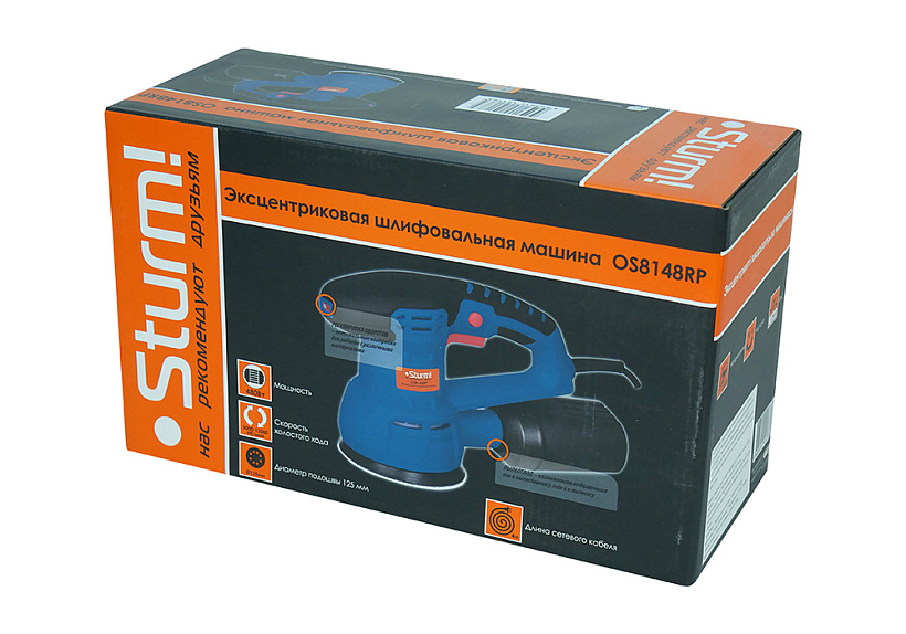 Эксцентриковая шлифовальная машина Sturm! OS8148RP купить по цене 6&nbsp;390 ₽ в интернет магазине ТЕХСАД