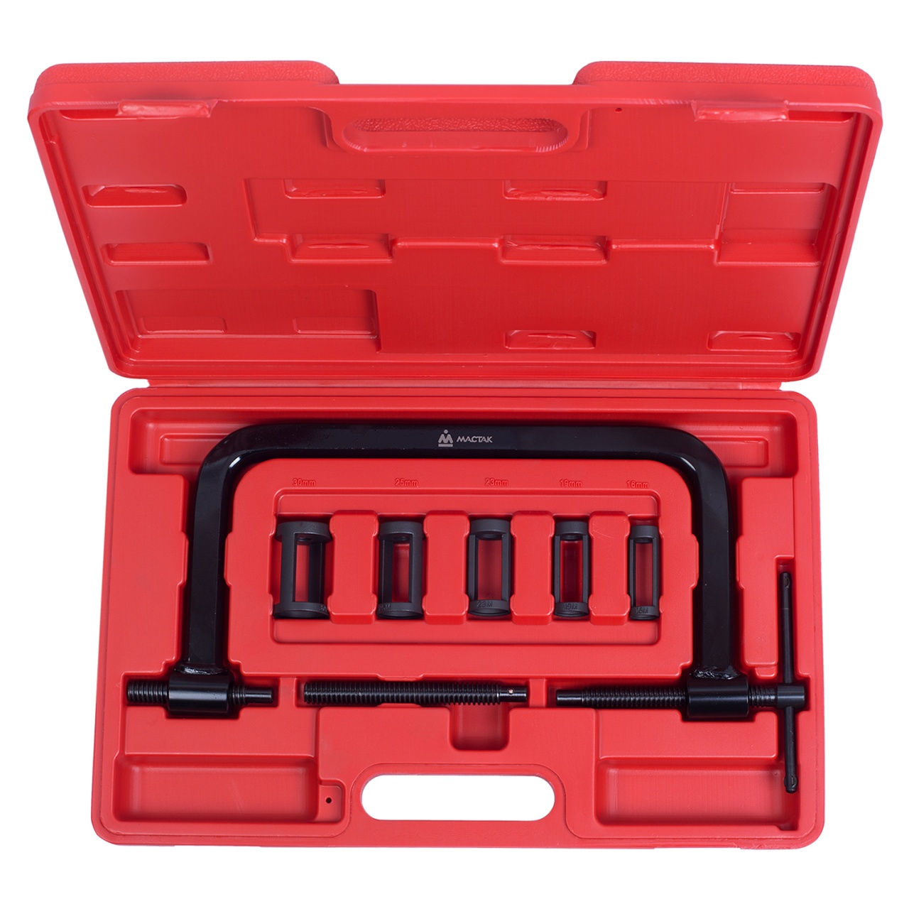 Рассухариватель клапанов универсальный, струбцина, кейс, 7 предметов МАСТАК 103-10006C купить по цене 6&nbsp;380 ₽ в интернет магазине ТЕХСАД