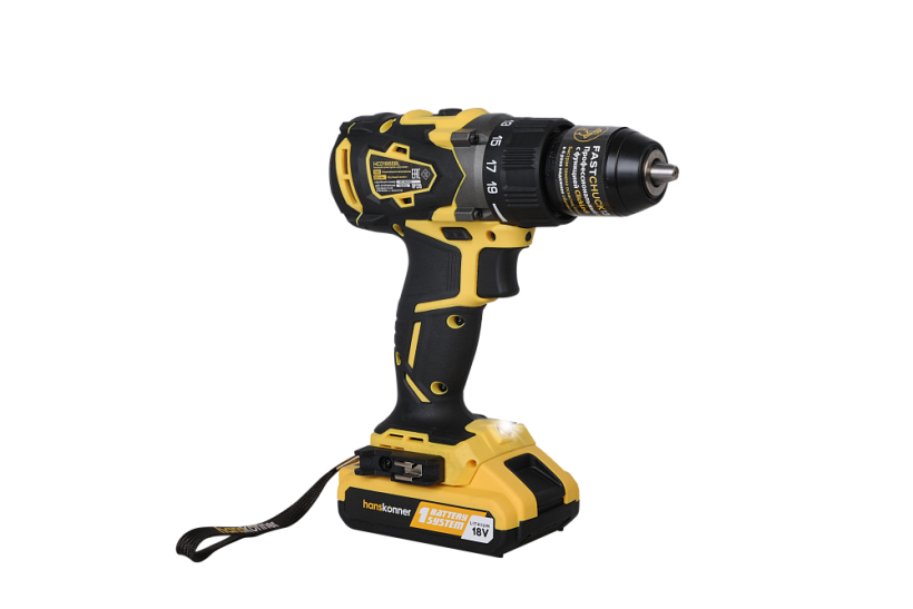Аккумуляторный шуруповерт Hanskonner  HCD1865BL Unibattery купить по цене 15&nbsp;990 ₽ в интернет магазине ТЕХСАД