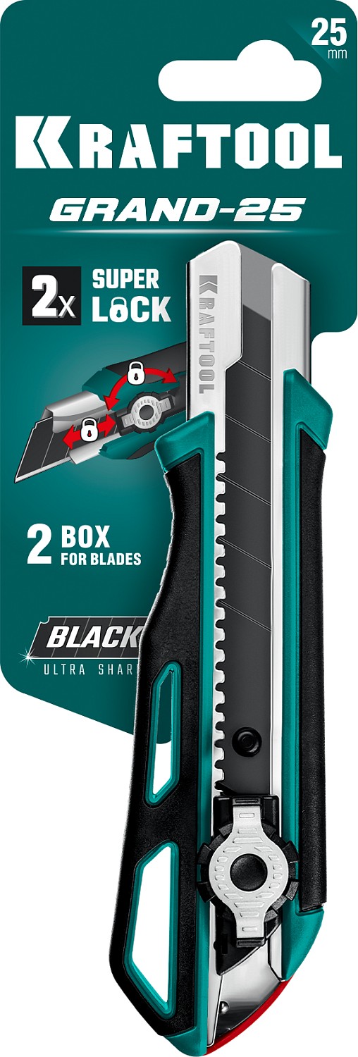 KRAFTOOL 25 мм, сегментированное лезвие, двойной фиксатор, нож GRAND-25 09190 PRO купить по цене 1&nbsp;170 ₽ в интернет магазине ТЕХСАД