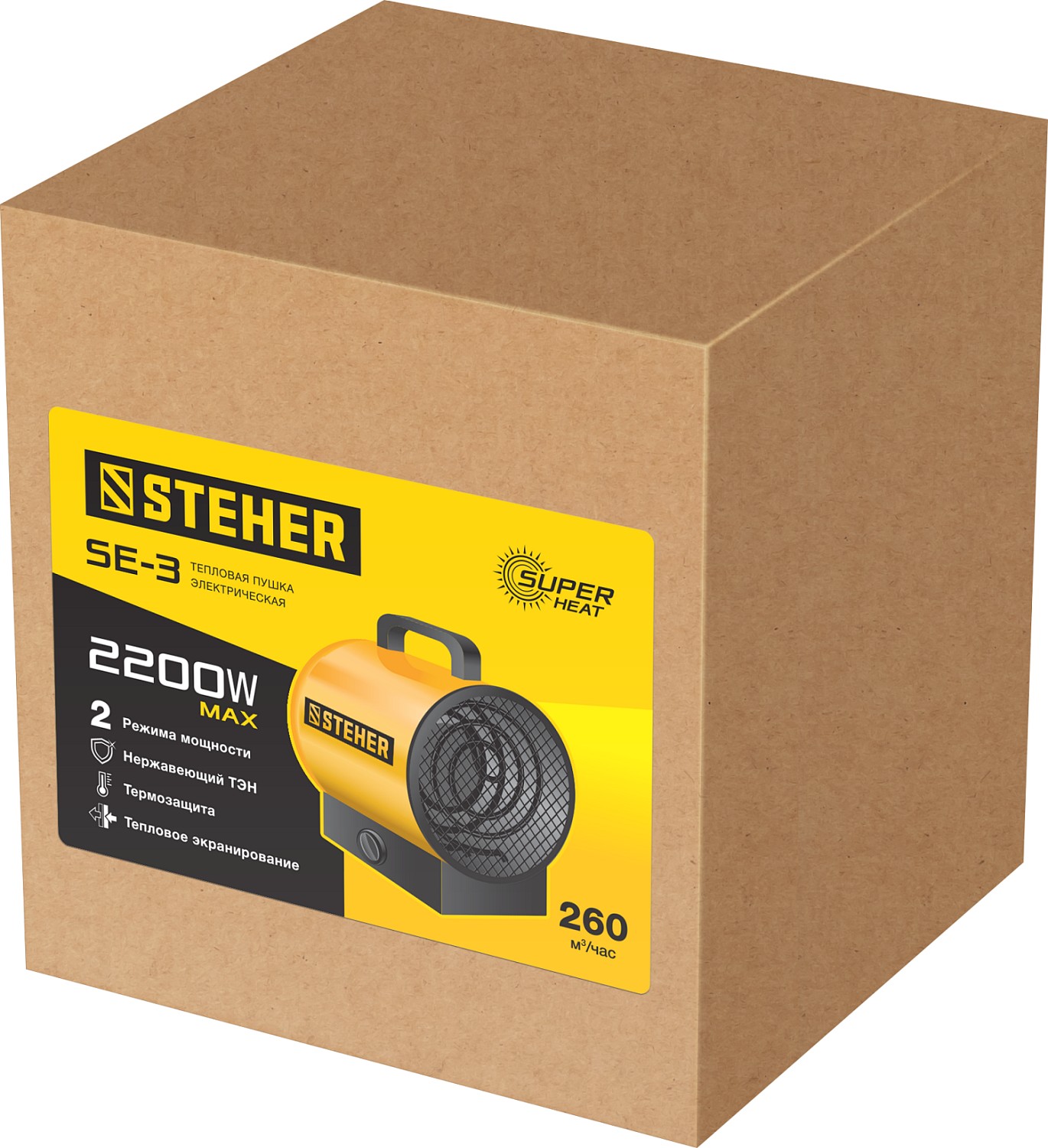 STEHER 2.2 кВт, электрическая тепловая пушка SE-3 купить по цене 3&nbsp;560 ₽ в интернет магазине ТЕХСАД