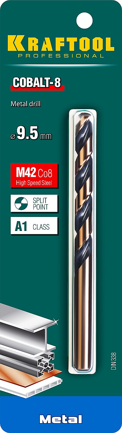 KRAFTOOL Ø 9.5 х 133 мм, HSS-Co (8%), класс A, сверло по металлу 29656-9.5 Pro купить по цене 760 ₽ в интернет магазине ТЕХСАД