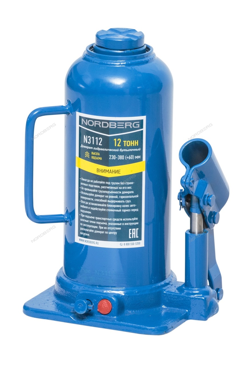 Домкрат бутылочный 12 т NORDBERG N3112 купить по цене 3&nbsp;379 ₽ в интернет магазине ТЕХСАД