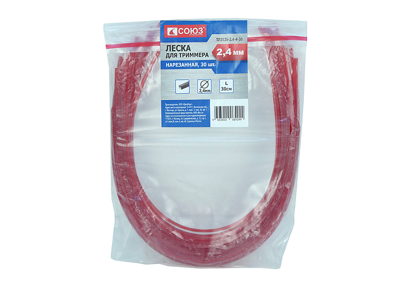 Леска для триммера СОЮЗ ТЛ3535-2.4-4-30 купить по цене 90 ₽ в интернет магазине ТЕХСАД