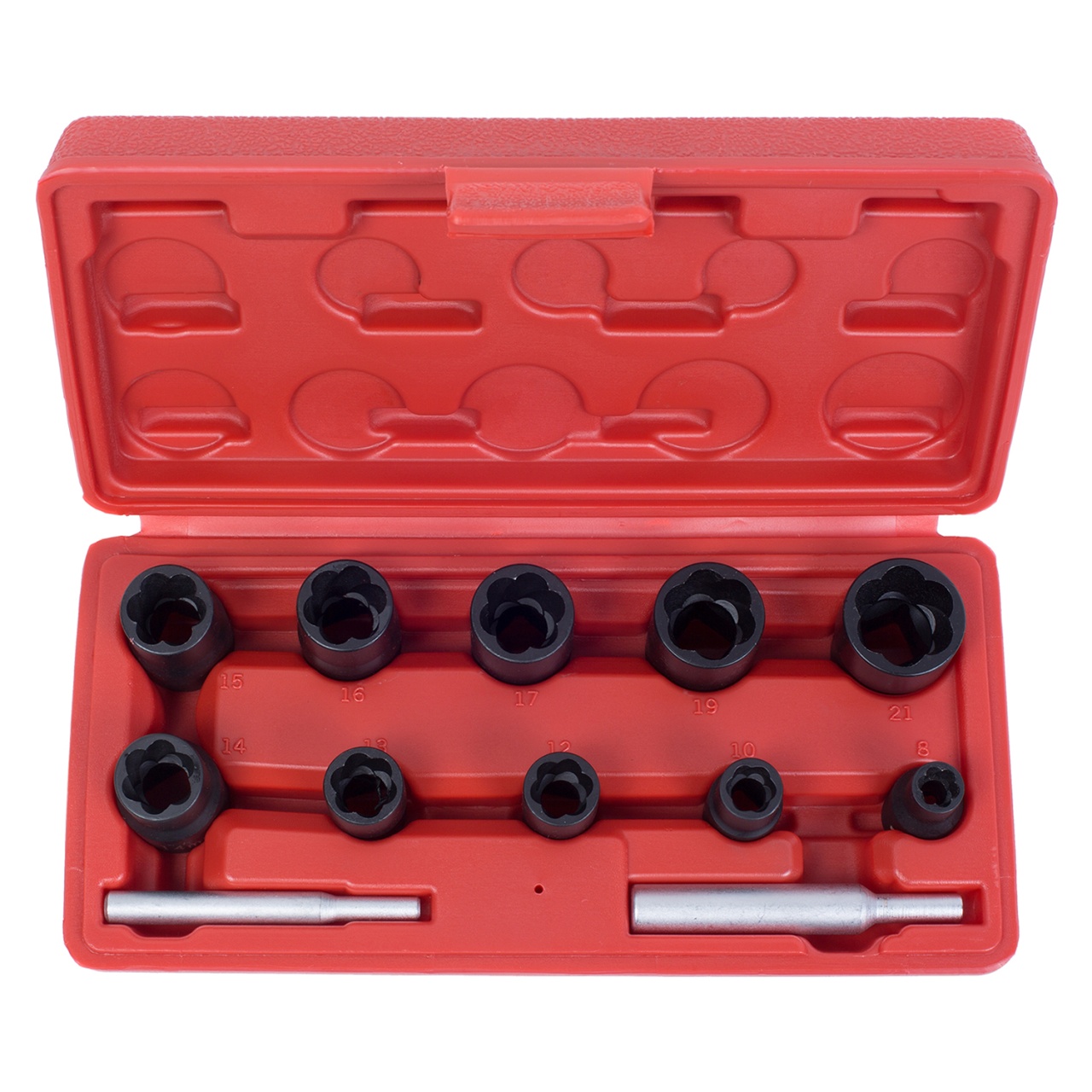 Набор торцевых головок для поврежденных гаек и болтов, 8-21 мм, кейс, кейс, 12 предметов МАСТАК 109-30012C купить по цене 9&nbsp;610 ₽ в интернет магазине ТЕХСАД