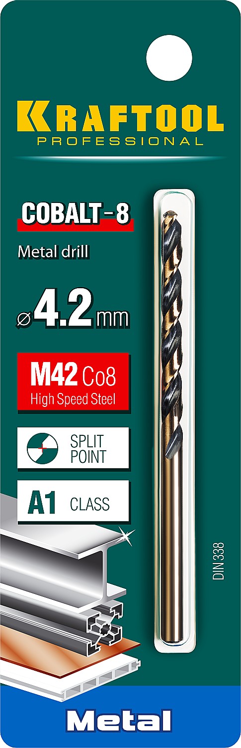 KRAFTOOL Ø 4.2 х 75 мм, HSS-Co (8%), класс A, сверло по металлу 29656-4.2 Pro купить по цене 186 ₽ в интернет магазине ТЕХСАД