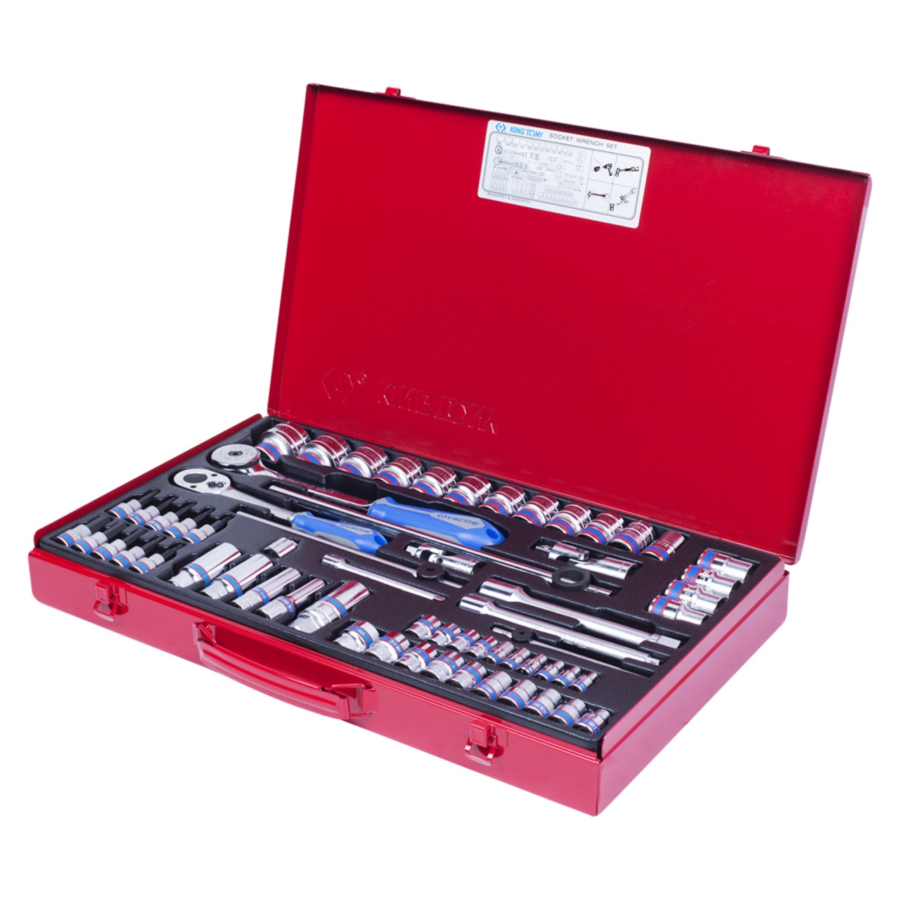 Набор торцевых головок с принадлежностями 1/4'', 3/8'', 1/2'', двенадцатигранные, 4-32 мм, 62 предмета KING TONY 9063MR01 купить по цене 19&nbsp;650 ₽ в интернет магазине ТЕХСАД