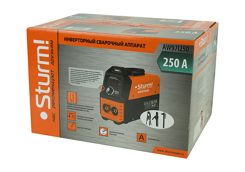 Сварочный инвертор Sturm! AW97I250 купить по цене 9&nbsp;550 ₽ в интернет магазине ТЕХСАД