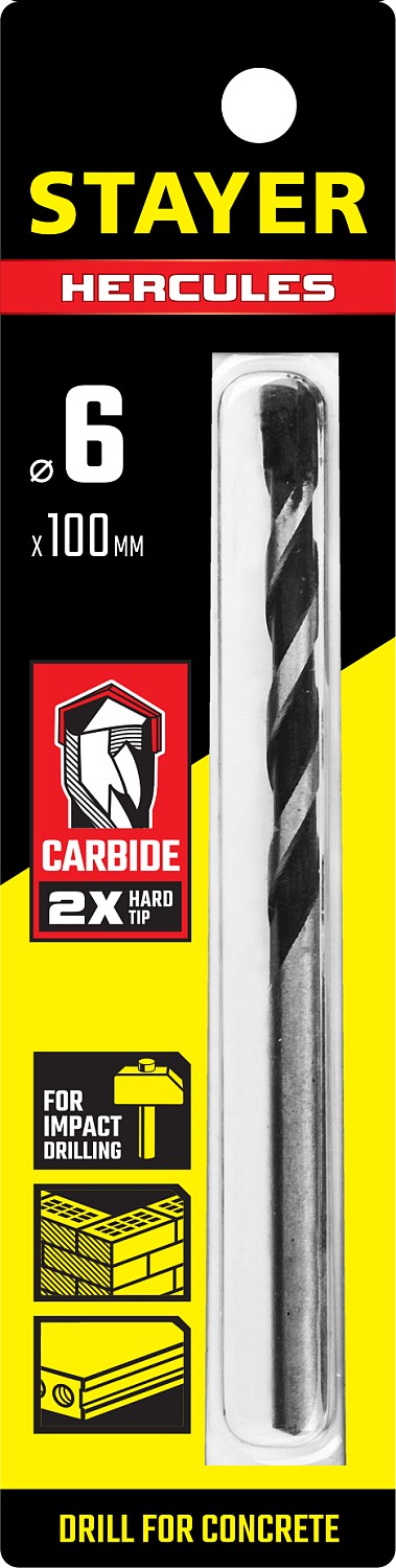 STAYER 6 x 100 мм, сверло по бетону HERCULES 2915-100-06_z01 PROFESSIONAL купить по цене 91 ₽ в интернет магазине ТЕХСАД