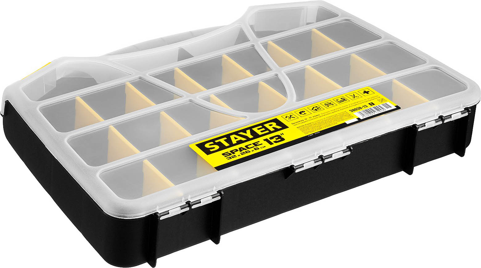 STAYER 320 х 260 х 50 мм (12.5''), пластиковый, органайзер SPACE-13 38038-13_z01 купить по цене 470 ₽ в интернет магазине ТЕХСАД