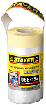 STAYER 0.55 х 15 м, 9 мкм, пленка укрывная с клейкой лентой маскер 12255-055-15 купить по цене 125 ₽ в интернет магазине ТЕХСАД