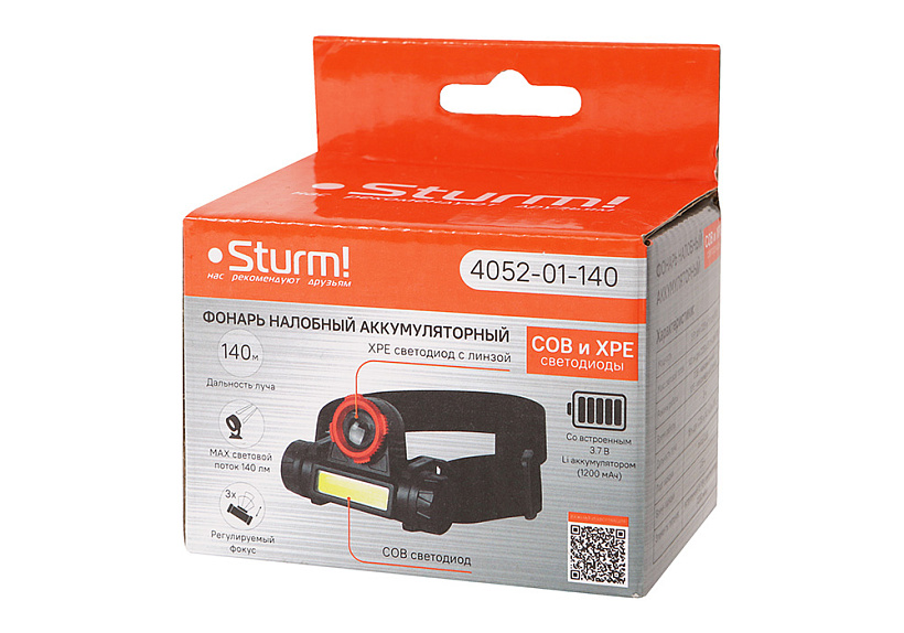 Фонарь аккумуляторный Sturm! 4052-01-140 купить по цене 520 ₽ в интернет магазине ТЕХСАД