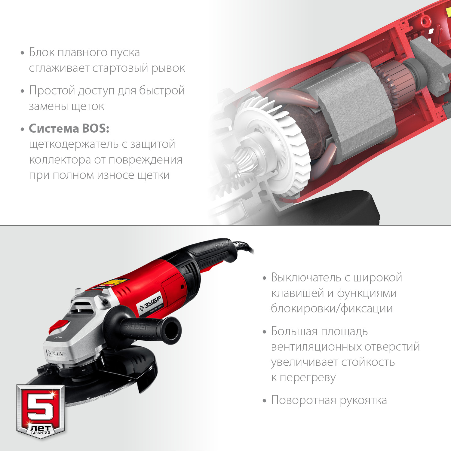 ЗУБР 2400 Вт, 230 мм, углошлифовальная машина (болгарка) УШМ-230-2405 П Мастер купить по цене 9&nbsp;820 ₽ в интернет магазине ТЕХСАД