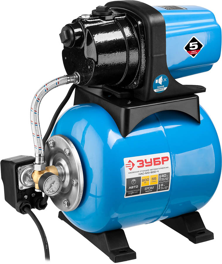 ЗУБР 800 Вт, 55 л/мин, станция насосная М3 НАС-М3-800-Ч купить по цене 17&nbsp;250 ₽ в интернет магазине ТЕХСАД