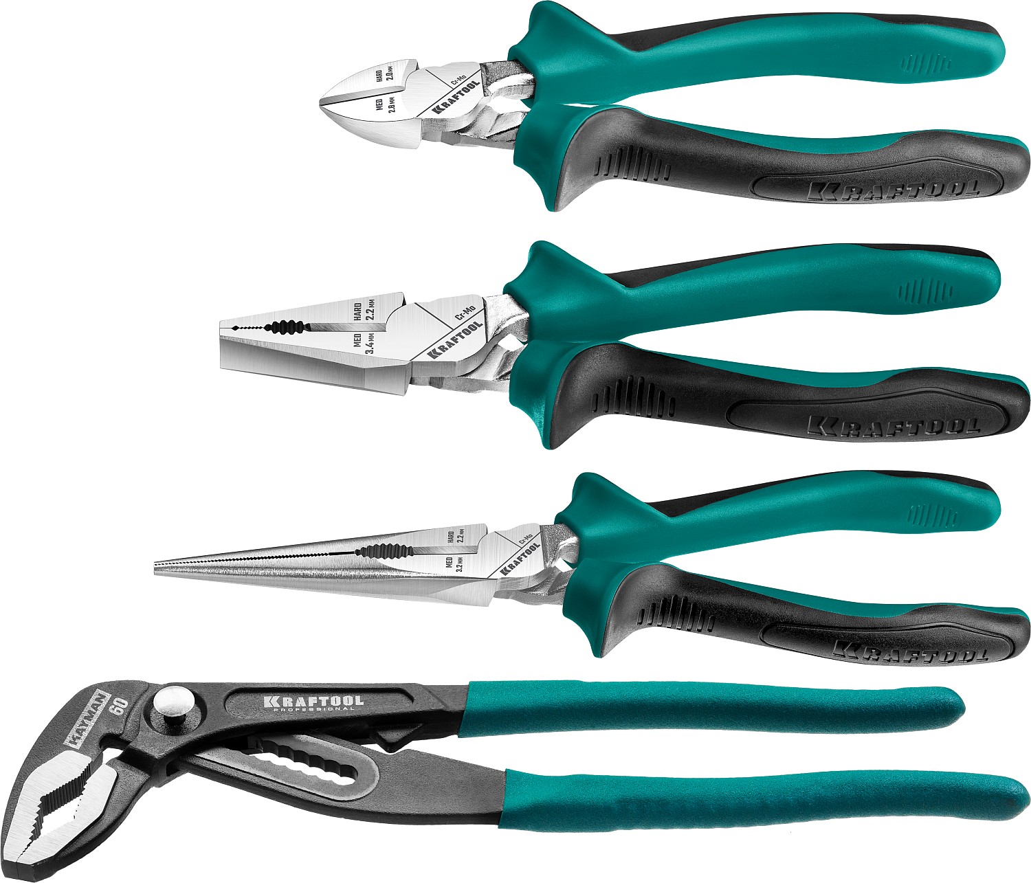 KRAFTOOL 4 шт, набор губцевого инструмента 22012 купить по цене 6&nbsp;300 ₽ в интернет магазине ТЕХСАД