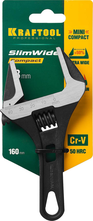 KRAFTOOL 160/43 мм, Cr-V, ключ разводной SlimWide Compact 27266-25 купить по цене 2&nbsp;420 ₽ в интернет магазине ТЕХСАД