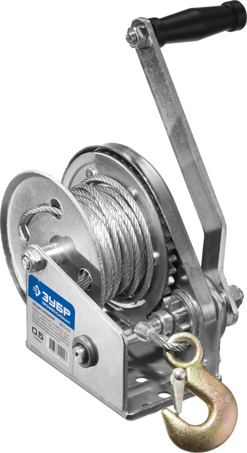 ЗУБР 0,5 т, 8 м, подъемная, тросовая, лебедка ручная барабанная 43117-0.5 Профессионал купить по цене 7&nbsp;100 ₽ в интернет магазине ТЕХСАД
