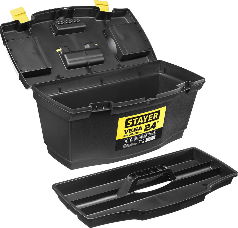 STAYER 610 х 320 х 300 мм (24''), пластиковый, ящик для инструментов VEGA-21 38105-21_z03 купить по цене 2&nbsp;270 ₽ в интернет магазине ТЕХСАД