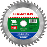 URAGAN Ø 185 x 20 мм, 40T, диск пильный по дереву 36802-185-20-40 купить по цене 460 ₽ в интернет магазине ТЕХСАД