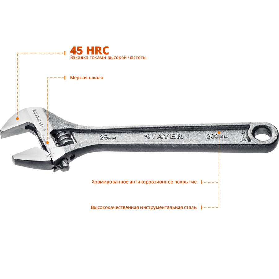 STAYER 200/25 мм, ключ разводной MAX-Force 2725-20_z01 купить по цене 660 ₽ в интернет магазине ТЕХСАД