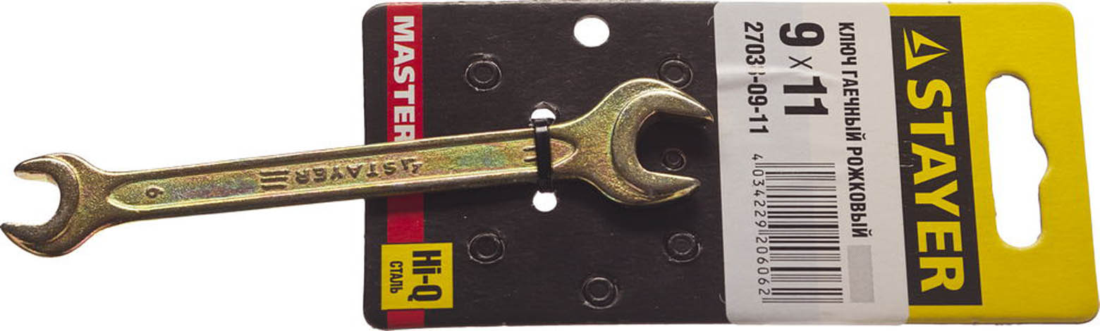 STAYER 9х11 мм, Hi-Q Сталь, оцинкованный, гаечный ключ рожковый 27038-09-11 Master купить по цене 82 ₽ в интернет магазине ТЕХСАД