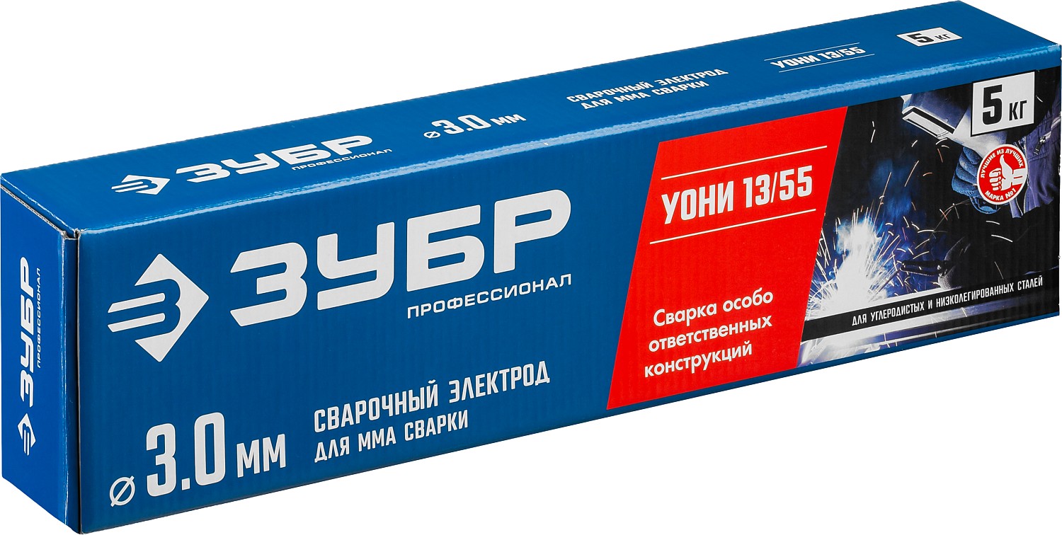 ЗУБР Ø 3.0 мм, 5 кг, для ММА сварки, с основным покрытием, электрод сварочный УОНИ 13/55 40025-3.0 Профессионал купить по цене 1&nbsp;500 ₽ в интернет магазине ТЕХСАД