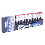 Набор торцевых головок с трещоткой 1/4'', 4-13 мм, 11 предметов МАСТАК 0-2011H купить по цене 2&nbsp;620 ₽ в интернет магазине ТЕХСАД