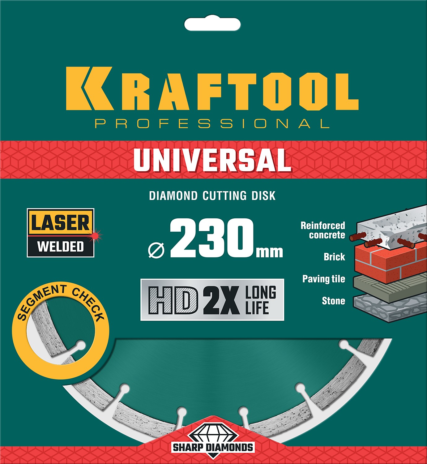 KRAFTOOL Ø 230Х22.2 мм, алмазный, сегментный, по железобетону, высокопрочному бетону диск отрезной UNIVERSAL 36680-230 купить по цене 3&nbsp;220 ₽ в интернет магазине ТЕХСАД