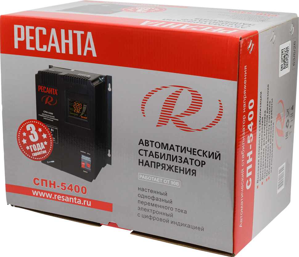 Стабилизатор напряжения РЕСАНТА СПН-5400 купить по цене 13&nbsp;890 ₽ в интернет магазине ТЕХСАД