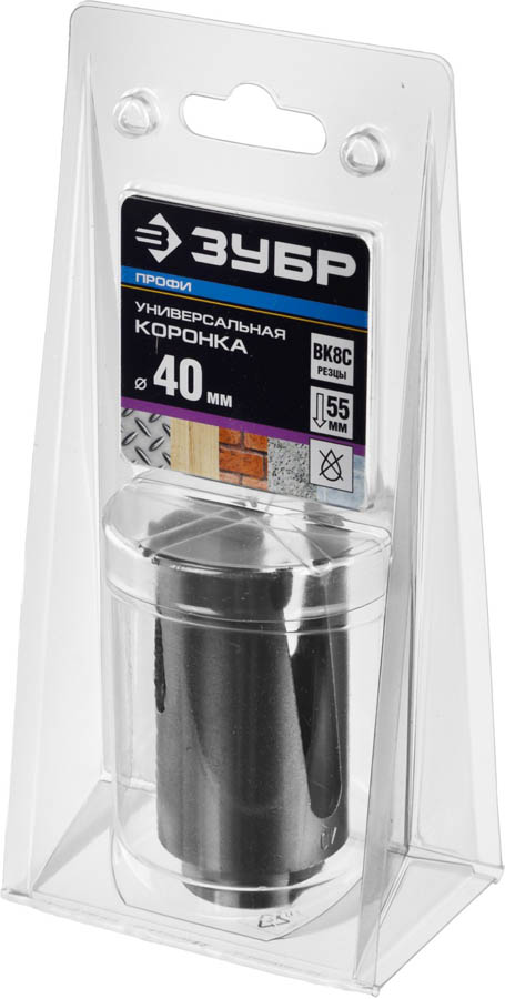 ЗУБР Ø 40 мм, твердосплавные резцы, коронка 29514-40 Профессионал купить по цене 1&nbsp;240 ₽ в интернет магазине ТЕХСАД