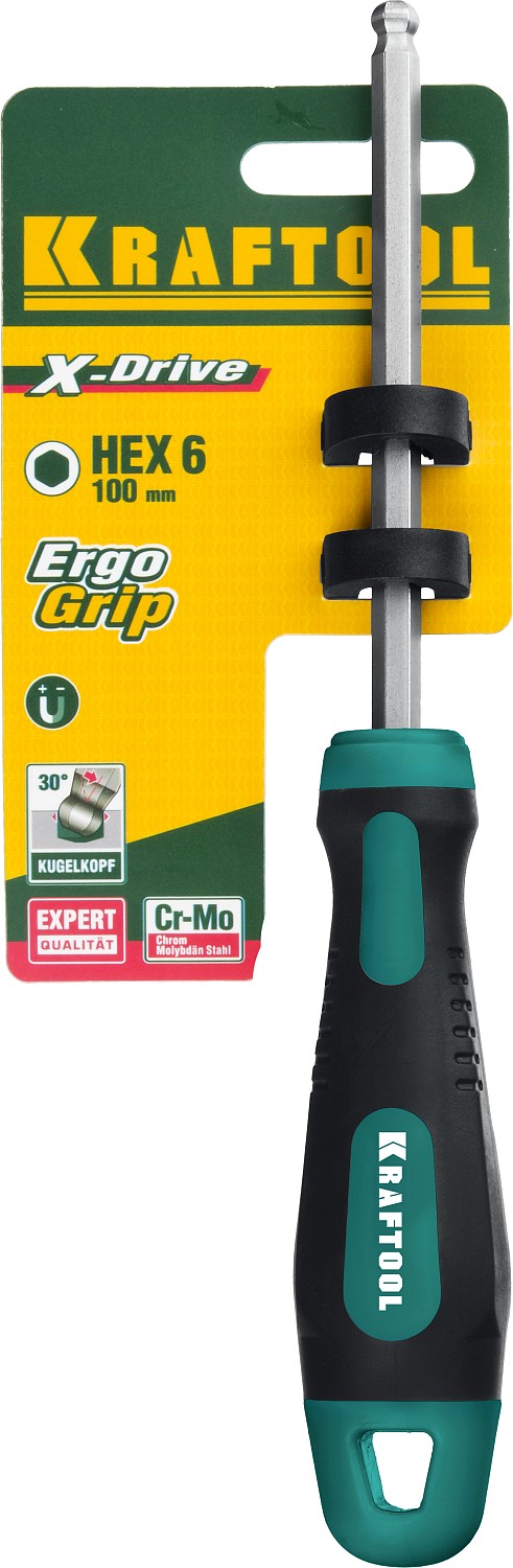 KRAFTOOL HEX Ball 6х100мм, отвертка слесарная 250075-6-100 купить по цене 380 ₽ в интернет магазине ТЕХСАД