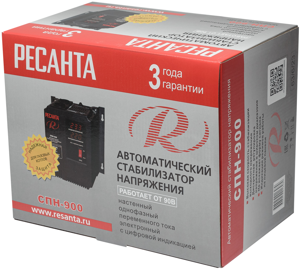 Стабилизатор напряжения РЕСАНТА СПН-900 купить по цене 4&nbsp;790 ₽ в интернет магазине ТЕХСАД