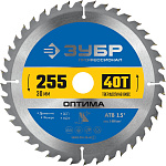 ЗУБР  255 x 30 мм, 40Т, диск пильный по дереву Оптима 36903-255-30-40_z01 купить по цене 1&nbsp;880 ₽ в интернет магазине ТЕХСАД