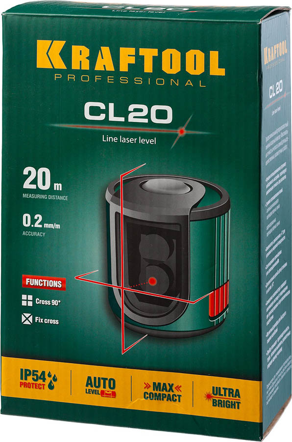 KRAFTOOL линейный лазерный нивелир CL-20 34700 Professional купить по цене 4&nbsp;140 ₽ в интернет магазине ТЕХСАД