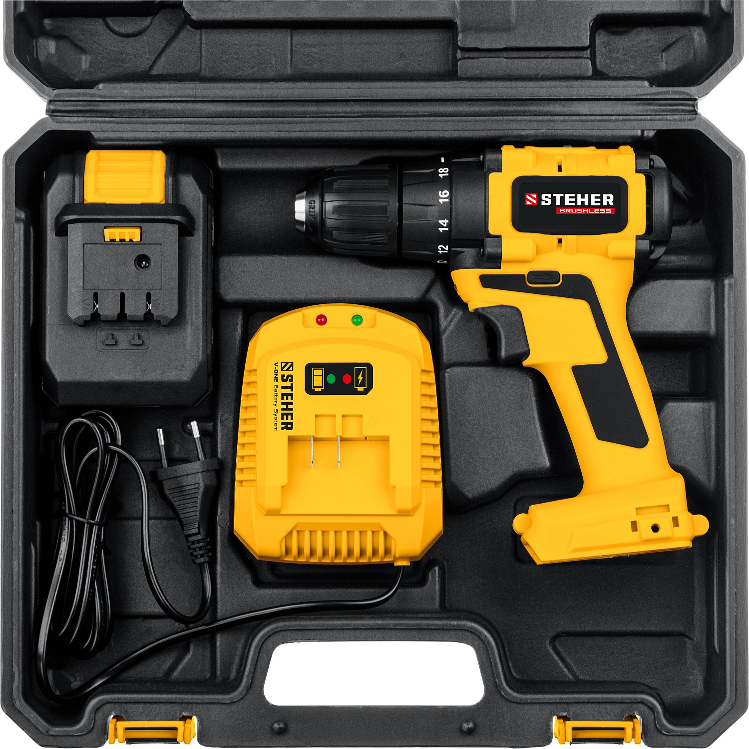STEHER 20 В бесщёточная дрель-шуруповерт, 1 АКБ (2Ач), в кейсе, CDB-200-1 купить по цене 8&nbsp;450 ₽ в интернет магазине ТЕХСАД