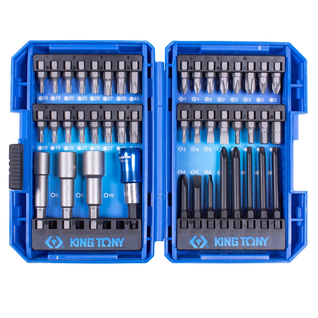 Набор вставок (бит) 1/4'', PH, PZ, Hex, Torx, Slotted, 44 предмета KING TONY 1044MR купить по цене 3&nbsp;180 ₽ в интернет магазине ТЕХСАД